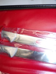 Vintage NOS Japan High Carbon Surgical Steel Carving Set & 6 Steak Knives