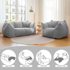 Single/Loveseat Giant Bean Bag Chair Comfy Lounge Lazy Floor Sofa for Adults