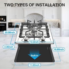 Propane Gas Cooktop Built-in 2 Burner Stainless Steel Gas Hob NG/LPG Gas Stove