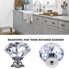 25 pcs Crystal Glass Knobs Drawer Pulls Kitchen Bathroom Cabinet Dresser
