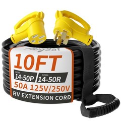 PlugSaf 50FT 30 Amp RV Extension Cord 10/3 STW NEMA TT-30P TT-30R Heavy Duty