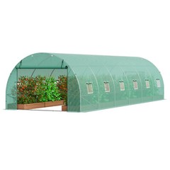 VEVOR Walk-in Tunnel Greenhouse 29.2×9.7×6.5ft Galvanized Frame PE Cover Green