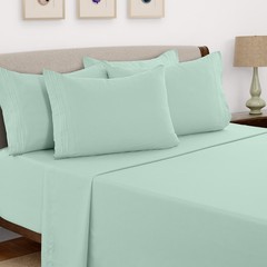 6 Piece Bed Sheet Set 1800 Series Microfiber Comfort Deep Pocket Hotel Bed Sheet