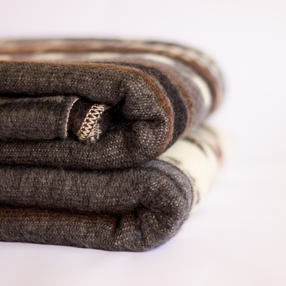 ALPACA WOOL BLANKET THROW XL KING 90×75 REVERSIBLE THICK & WARM HANDMADE ECUADOR