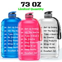 1 Gallon/128 oz Water Bottle w/ Straw Gym Training Fitness Jug Motivational Time