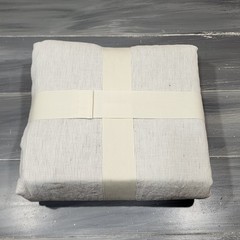 Casaluna 100% Linen 3pc Full Queen Duvet Cover Set White Gray Pinstripe