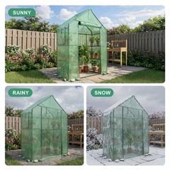 Portable Mini Walk-in Greenhouse 3 Tiers 6 Shelves Outdoor Green House PE Cover