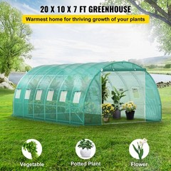 VEVOR Walk-in Greenhouse 20’x10’x7′ Hot Planter House Gardening Galvanized Frame