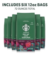 Ground Coffee, Dark Roast Hot or Iced Coffee, Decaf Caffè Verona, Six 12 Oz Bags