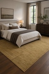 6×8 Hand-Knotted Jute Contemporary Modern Area Rug in Solid Brownish Gold