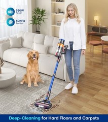 Cordless Vacuum Cleaner 65KPa 550W 75min Runtime Stick Carpet Floor Cleaner