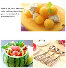 304Stainless Steel Ice Cream Scoop Spoon Spring Handle Masher Bread Cookie Scoop
