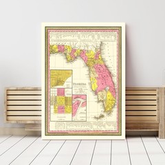 Old Map of Florida 1847 – Vintage Florida Art
