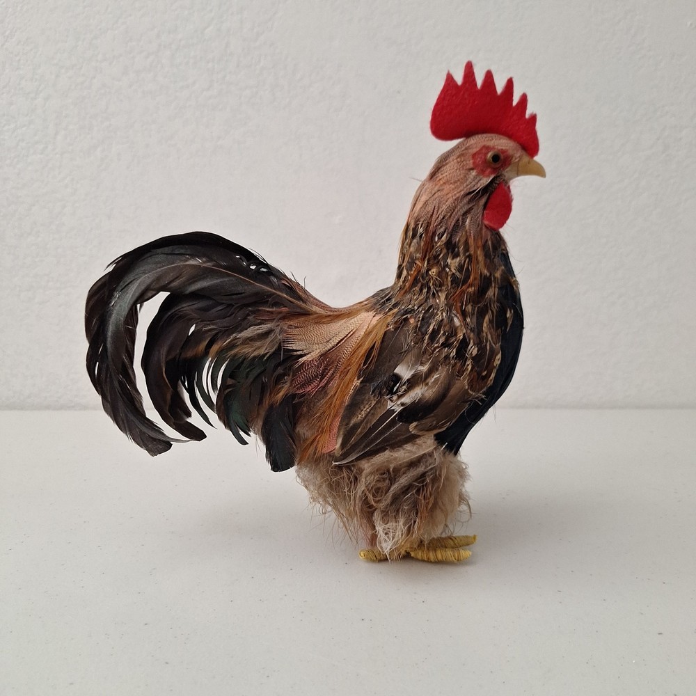 9.5″ Vintage Artificial Natural Feathered Decorative Rooster Rustic Farm Decor