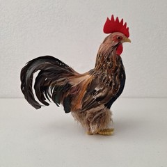 9.5″ Vintage Artificial Natural Feathered Decorative Rooster Rustic Farm Decor