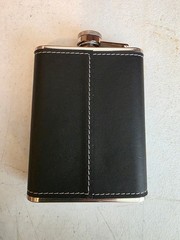 MARK TWAIN BLACK LEATHER FLASK None Better for the Money 8 oz Stainless Steel