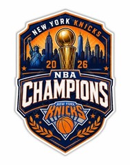 NY Knicks Champions Round Precision Cut Decal
