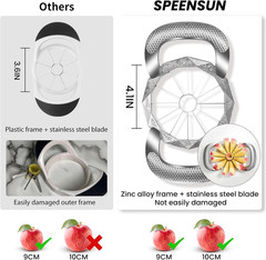 Apple Slicer and Corer All-metal Construction Cutter with 12 Stainless Steel