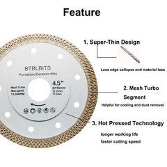 5pcs Diamond Cutting Wheel Disc 4-1/2″ Grinder Saw Blade Porcelain Tile Marble