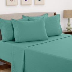 6 Piece Bed Sheet Set 1800 Series Microfiber Comfort Deep Pocket Hotel Bed Sheet