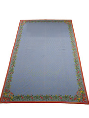 Vtg Williams Sonoma Provence Blue Red Floral Tablecloth Bees 70×102