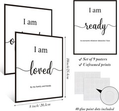 Inspirational 8×10 Wall Décor – 9-Piece Motivational Quote Set for Any Room