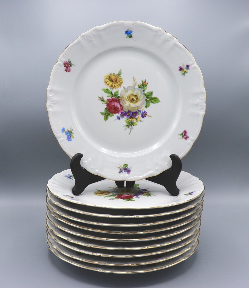 Winterling Bavaria Flower Garden 10.25″ Dinner Plate Gold Trim MINT 10 Available
