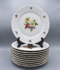 Winterling Bavaria Flower Garden 10.25″ Dinner Plate Gold Trim MINT 10 Available