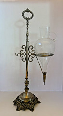 Vintage Wine Dispenser/Aerator – Etched Crystal – Iron & Silver Plate – Nice