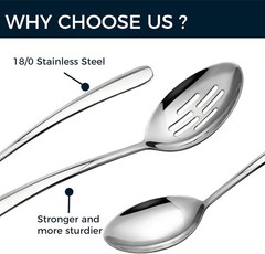 10.3-in Large Serving Spoons Set, 18/0 Stainless Steel, Heavy Duty, 2 Serving &