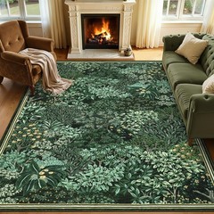 Forest Rugs 5×7, Dark Green Washable Area Rugs for Living Room 5×7, Botanical.