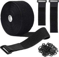 16Ft 2 Inch Wide Cable Ties, Heavy Duty Hook and Loop Straps with 15 Buckles, A