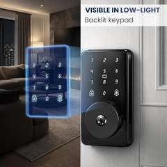 Keyless Entry Door Lock with Keypad, Smart Deadbolt Lock for Front Door with 2