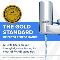Brita Faucet Mount Water Filter System Chrome, No-Wait Filtration, Easy Install