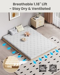 NAIZEA Japanese Tatami Mat, Foldable Tatami Bed Frame Twin Full Queen Floor Bed
