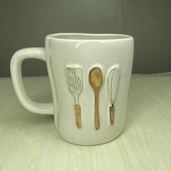 Rae Dunn YES, CHEF Coffee Mug Double Sided 2025 Whisk White By Magenta