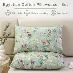 100% Cotton Pillowcases Set of 2 Standard Size Floral Printed Butterfly Pillow C
