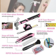 WORKPRO Pink Tool Set 84 PCS Tool Kit for Women Basic Household Pink Tool Box US