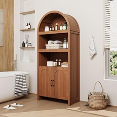 Bookshelf Arched Cabinet with Storage Bookcase Kitchen Pantry Display Storage