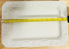 Longaberger Rectangular Pottery Serving Tray Heirloom Ivory 30370 w / Box & Card