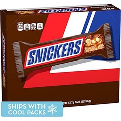 SNICKERS Full Size Bulk Milk Chocolate Candy Bars, 1.86 oz Bar, 48 ct Box