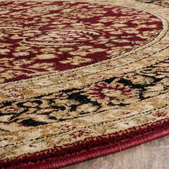 Lyndhurst 10′ Round Area Rug – Red & Black, Traditional, Easy Care, Non-Shedding