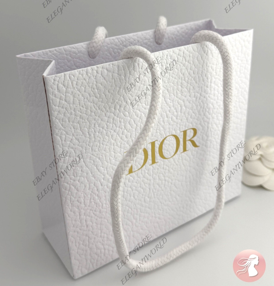 Dior Small Classic White Textured Paper Gift Bag New SMALL 5 x 5.75 x 2