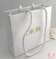 Dior Small Classic White Textured Paper Gift Bag New SMALL 5 x 5.75 x 2