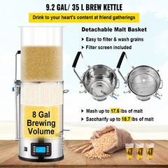 VEVOR Home Beer Brewing Machine Grain Brewing System w/ Circulating Pump 8 Gal
