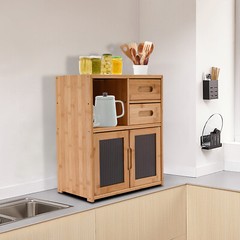Bamboo Kitchen Countertop Cabinet Pantry Sideboard Storage Cabinet with Drawers