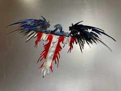 American Eagle Metal Wall Art, Heat Blued Steel Flag, Patriotic Decor