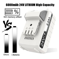 6.0Ah 24V Battery Compatible with Sun Joe+Snow Joe 24VBAT-LTE/LTW with Charger