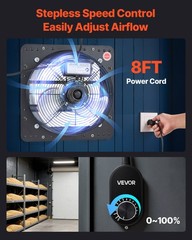 VEVOR 12 in Shutter Exhaust Fan with Speed Controller Wall Mount for Shed