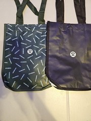 Lot of 3 Lululemon Logo Reusable Tote Shopping Bag Black Dk Green Red 11.5×9.5”